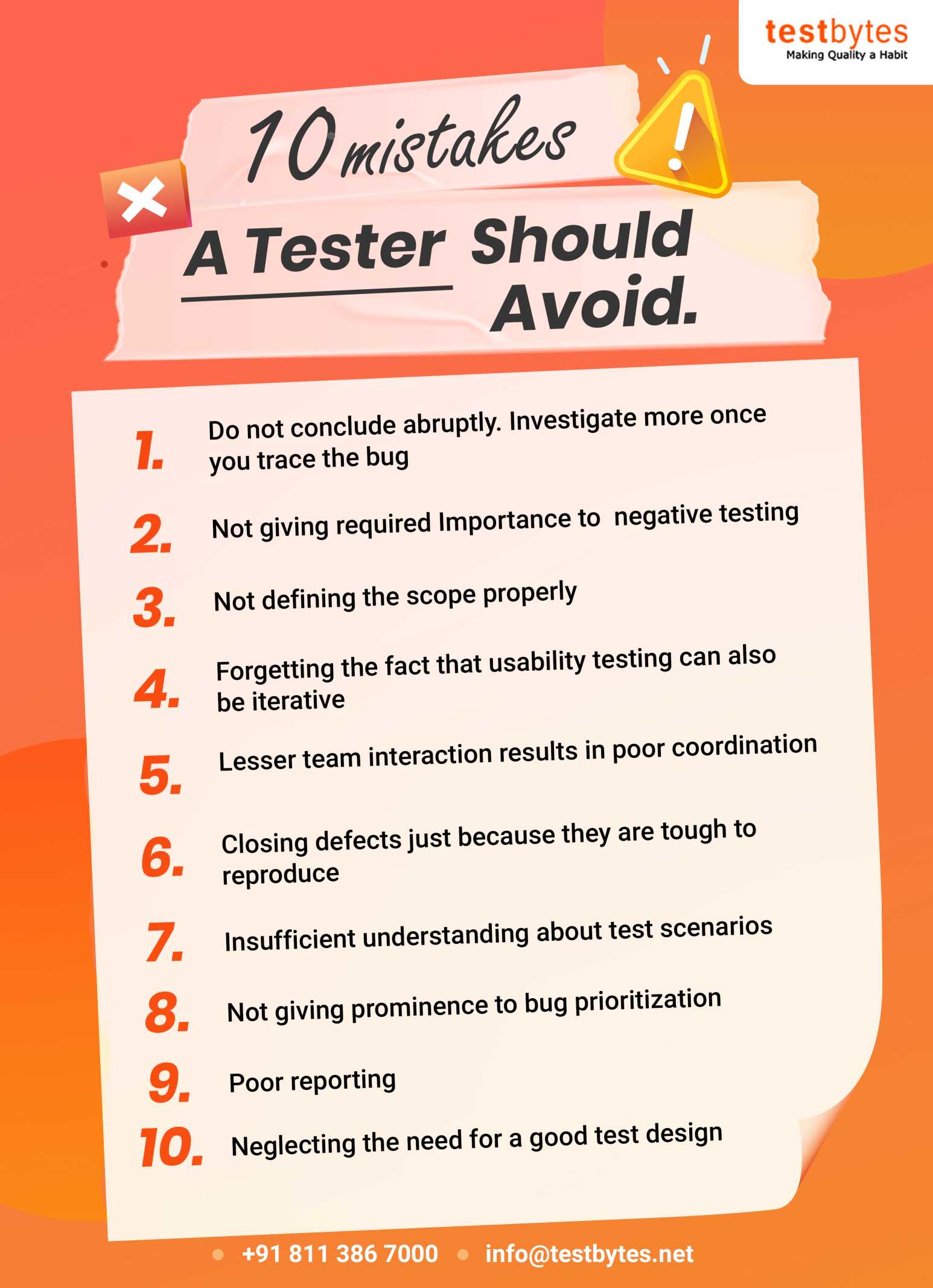 10 Mistakes Testers should Avoid At Any Costd Avoid At any Cost